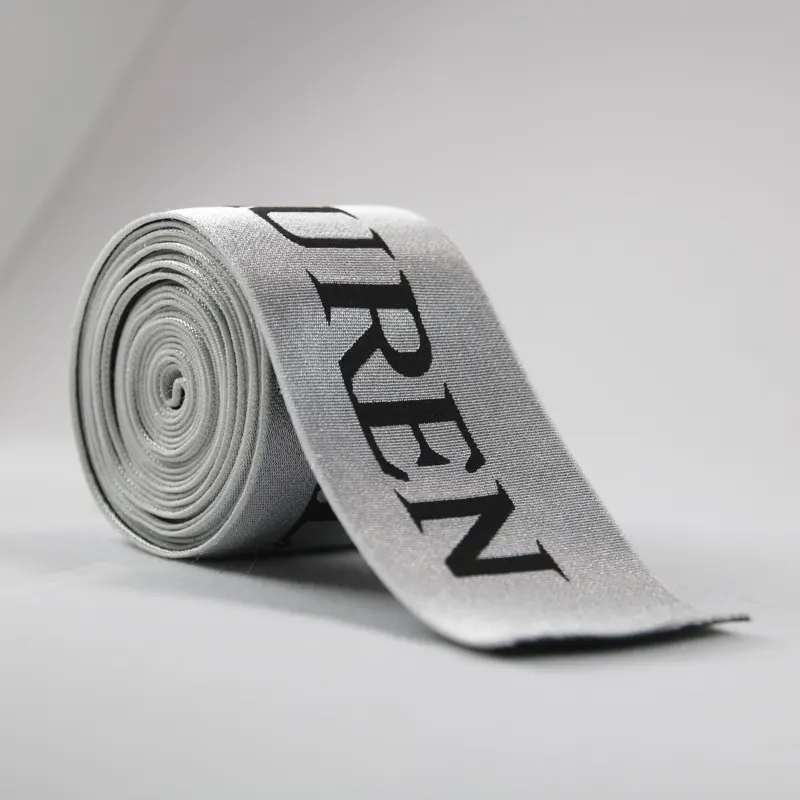 Close-up of men's underwear jacquard elastic band with shiny filament surface