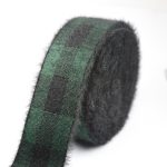 Faux Mink Velvet Plaid Jacquard Elastic Band – Green Base with Black Check
