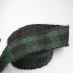 Faux Mink Velvet Plaid Jacquard Elastic Band – Green Base with Black Check