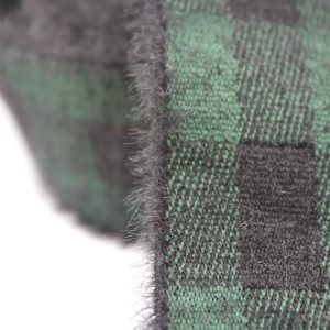 Faux Mink Velvet Plaid Jacquard Elastic Band – Green Base with Black Check