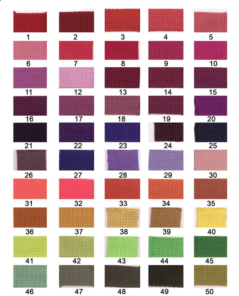 Pearl Pattern Polyester-Cotton Webbing for Handbags – 1.3mm Thick, 100 Stock Colors, 20-50mm Widths